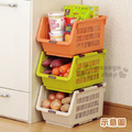 INOMATA 可疊放方形附滑輪蔬果收納籃 (淺棕款)_2