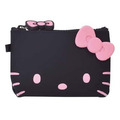 Hello Kitty 方形矽膠拉鍊零錢包 (黑粉大臉款)