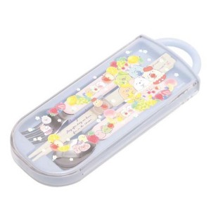 角落生物 滑蓋三件式餐具組 Ag+ (藍水果款)