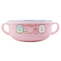 角落生物 兒童不鏽鋼雙耳餐碗附蓋 300ml (粉坐姿款)
