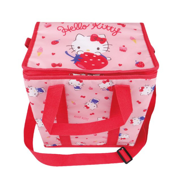 Hello Kitty 尼龍箱型保冷袋 (粉草莓)