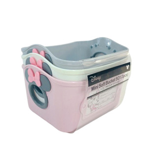 迪士尼 米妮 軟式收納籃3入組 500ml (灰白粉)