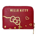 Hello Kitty 皮質拉鍊卡包 (紅燙金大臉款)