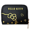 Hello Kitty 皮質拉鍊卡包 (黑燙金大臉款)