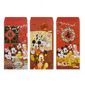 迪士尼 米奇 中式彩色燙金直式紅包袋3入組 (集合款)