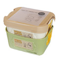 迪士尼 小熊維尼 方形軟式收納盒2入組附蓋 500ml (米綠坐姿款)