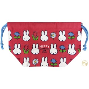 米菲兔 棉質束口便當袋 (紅花朵大頭款)