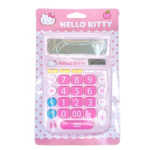Hello Kitty 12位元太陽能大按鍵計算機 (粉點點大頭款)