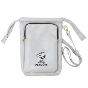 特價  Snoopy 皮質束口斜背包 (灰咬骨頭款)