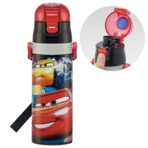 迪士尼 閃電麥坤 不鏽鋼直飲保冷水壺附背帶 470ml (黑紅兩台車款)