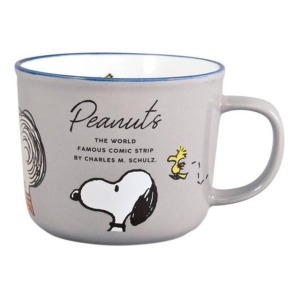 Snoopy 陶瓷單耳馬克杯 350ml (灰好友側面款)