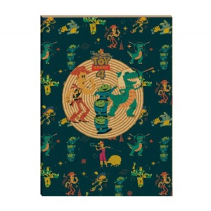 迪士尼 玩具總動員 波浪紋16k膠裝橫線筆記本 (深藍集合款)