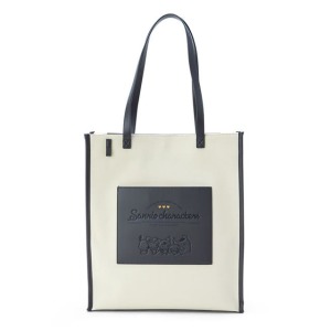 Sanrio大集合 棉質滾邊直式肩背袋 (鐵灰色 偶像應援)