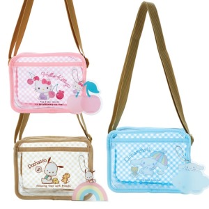 三麗鷗 兒童透明斜背包附方巾貼紙 Kitty 大耳狗 帕恰狗