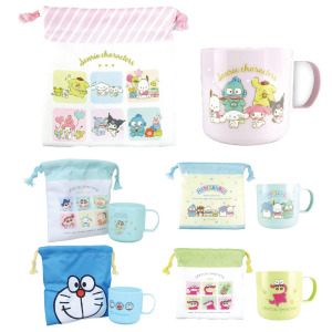 兒童單耳塑膠杯附束口袋 三麗鷗 蠟筆小新