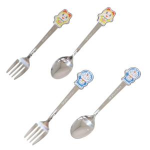 兒童不鏽鋼造型湯匙 兒童不鏽鋼造型叉子 13.8cm (舉手款) 哆啦A夢 哆啦美