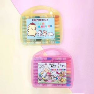 三麗鷗 手提盒裝18色粉蠟筆 Kitty 布丁狗