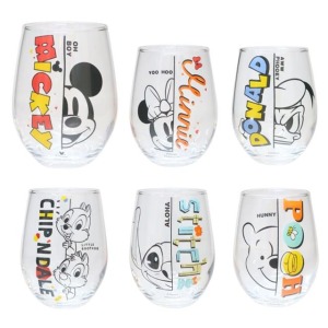 迪士尼  無把玻璃杯 330ml (半臉款) 米奇 米妮 小熊維尼