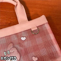 三麗鷗 皮質網紗拼接手提袋 (格紋款)_5