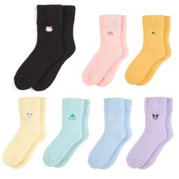 三麗鷗 成人針織刺繡中筒襪 23-25cm (大臉款) Kitty 酷洛米 布丁狗