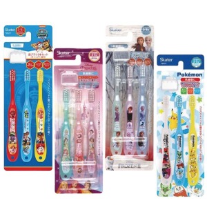 Skater 三入兒童牙刷組附蓋(適合3-5歲兒童) 迪士尼公主 冰雪奇緣 汪汪隊 寶可夢