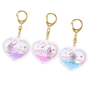 可哀想に 內褲兔 液態透明鑰匙圈 (立體愛心款)
