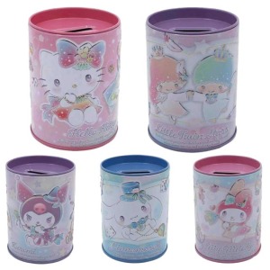 Sanrio 三麗鷗 鐵製圓形存錢筒/筆筒 Kitty 美樂蒂 酷洛米 大耳狗 雙子星