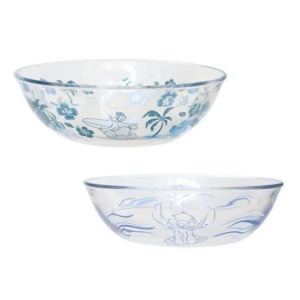 迪士尼 玻璃寬口碗 750ml (藍印花款) 唐老鴨 史迪奇