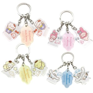Sanrio x Sirotan 三連造型壓克力鑰匙圈 Kitty 美樂蒂 布丁狗 大耳狗