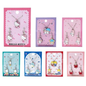 三麗鷗 夾式耳環項鍊組 (復古系列) Kitty 雙子星 大耳狗