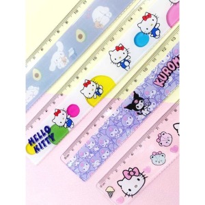 Sanrio 三麗鷗 20cm透明塑膠波浪直尺 Kitty 酷洛米 大耳狗