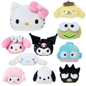 三麗鷗 絨布造型拉鍊收納包 (大頭款) Kitty 美樂蒂 布丁狗