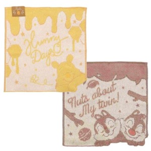 Disney 迪士尼 純棉小方巾 25x25cm (閉眼款) 維尼 奇奇蒂蒂