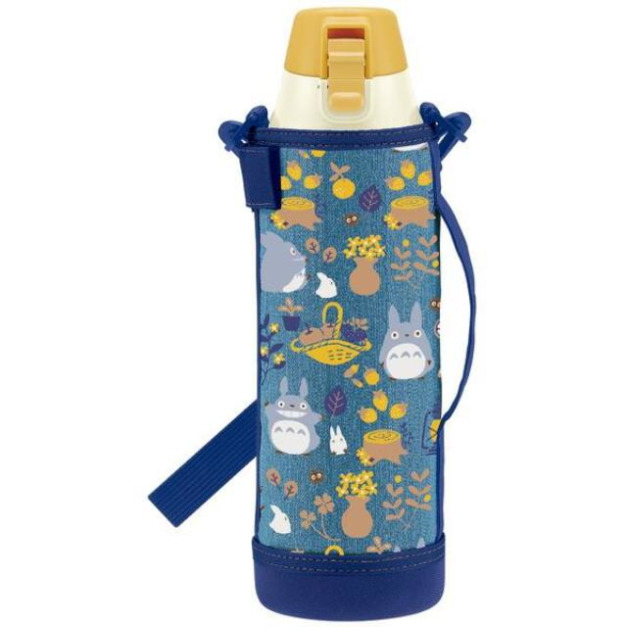 宮崎駿 龍貓 保冷不鏽鋼水壺 附水壺套 990ml (丹寧布款)