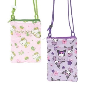 三麗鷗 緞面拉鍊斜背手機包 (和服款) Kitty 酷洛米