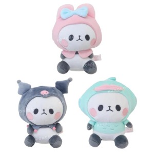 三麗鷗 x 麻糬熊貓 絨毛玩偶娃娃 (裝扮款) 美樂蒂 酷洛米 人魚漢頓