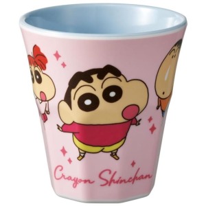 SKATER 蠟筆小新 無把美耐皿杯 270ml (粉好友款)