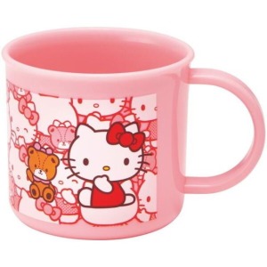 SKATER Hello Kitty 兒童單耳塑膠杯 200ml Ag+ (粉滿版坐姿款)