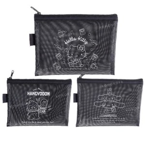 Sanrio 三麗鷗 網紗拉鍊收納袋 (好友 銅板小物) Kitty 人魚漢頓 大耳狗