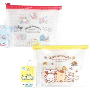 Sanrio 三麗鷗 B6扁平網格拉鍊收納袋 (大集合 銅板小物)