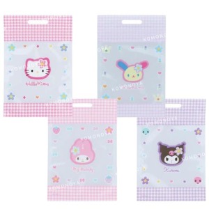 Sanrio 三麗鷗 塑膠夾鏈禮物提袋5入組 (復古千鳥格) Kitty 美樂蒂 酷洛米