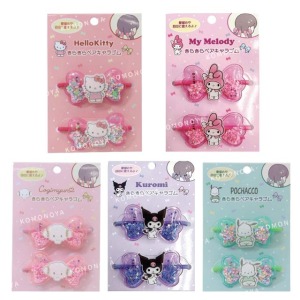 Sanrio 三麗鷗 蝴蝶結髮圈2入組 (流沙款) Kitty 美樂蒂 酷洛米 帕恰狗