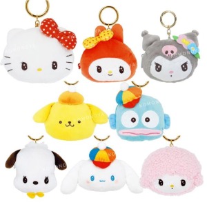 Sanrio 三麗鷗 絨毛大臉造型零錢包吊飾 (光陰的故事) Kitty 布丁狗
