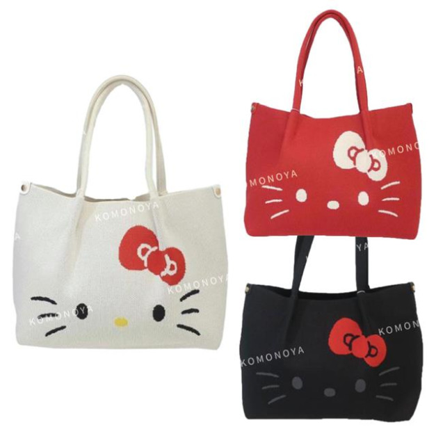 Sanrio 三麗鷗 Hello Kitty 針織肩背包 M (大臉款)