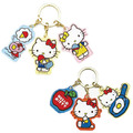 Hello Kitty 50週年紀念 三連壓克力鑰匙圈 (經典紅藍配色)