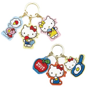 Hello Kitty 50週年紀念 三連壓克力鑰匙圈 (經典紅藍配色)
