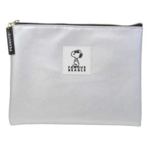 Snoopy 史努比 皮質扁平收納包 (銀色墨鏡款)