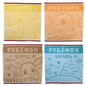 Pokemon 寶可夢 棉質小方巾 34x35cm (大臉名子款) 皮卡丘 噴火龍 卡比獸 伊布