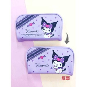 酷洛米 皮質拉鍊筆袋 (點點蝴蝶結款)