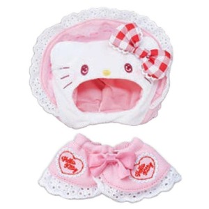 Hello Kitty 換裝娃娃玩偶衣服 S 50週年紀念 玩偶裝 (粉格紋款)
